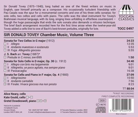 Chamber Music Vol.3 - CD Audio di Donald Tovey - 2
