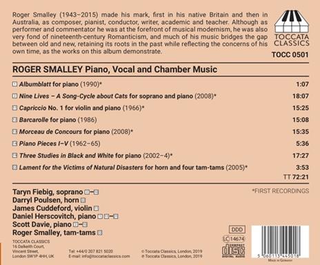 Piano, Vocal and Chamber Music - CD Audio di Taryn Fiebig,Roger Smalley - 2