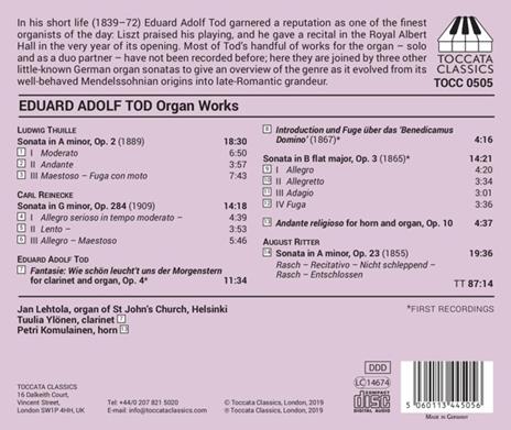 Musica per organo - CD Audio di Eduard Adolf Tod - 2