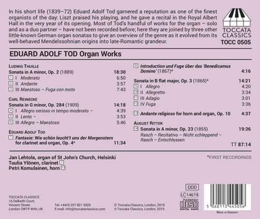 Musica per organo - CD Audio di Eduard Adolf Tod - 2