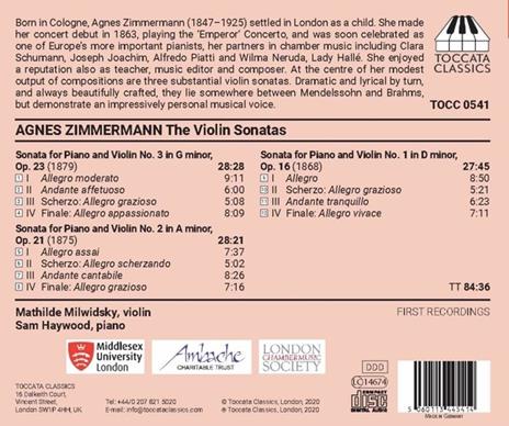 Sonate per violino - CD Audio di Agnes Zimmermann - 3