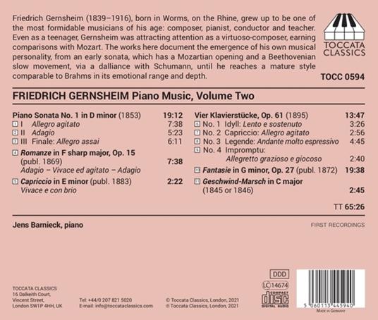 Musica per pianoforte vol.2 - CD Audio di Friedrich Gernsheim - 2
