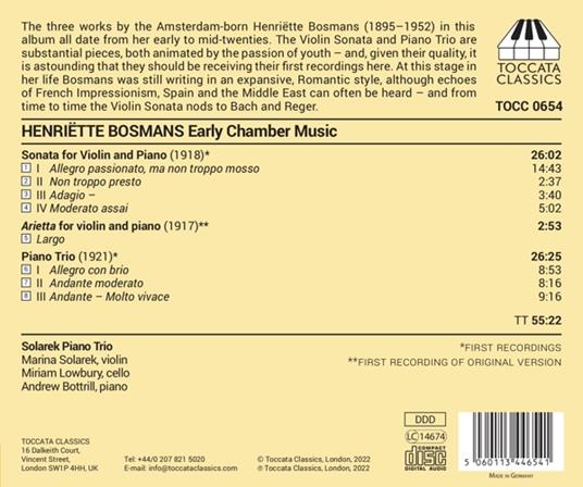 Early Chamber Music - CD Audio di Henriette Bosmans - 2