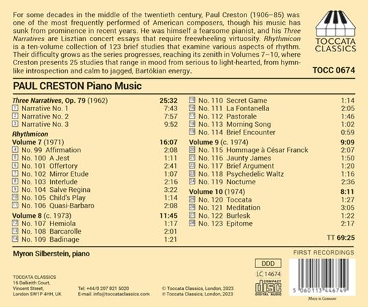 Piano Music - CD Audio di Paul Creston - 2