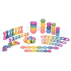 Oggetti Arcobaleno in Legno per Gioco Euristico: 84 Pezzi Assortiti in 7 Soggetti e 7 Colori