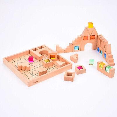 Blocchi da Costruzione in Legno con Gemme Colorate Traslucenti