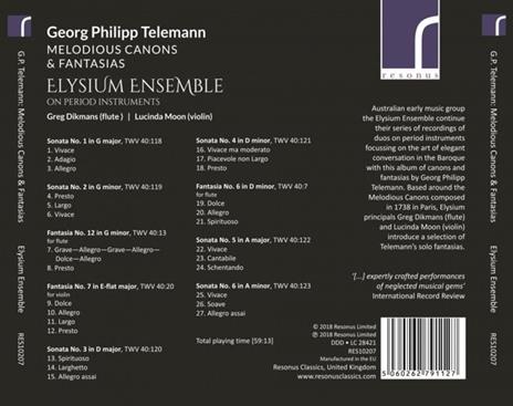 Melodious Canons & Fantasias - CD Audio di Georg Philipp Telemann - 2