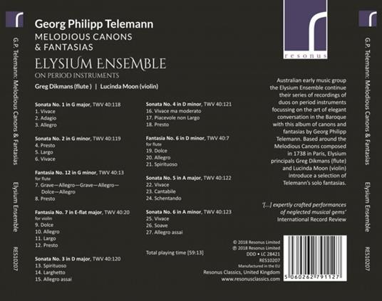 Melodious Canons & Fantasias - CD Audio di Georg Philipp Telemann - 2