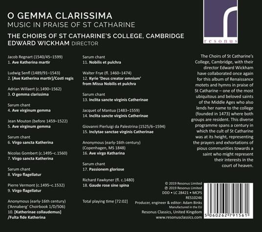 O Gemma Clarissima - CD Audio di Choir Of St. Catharine's College Cambridge - 2