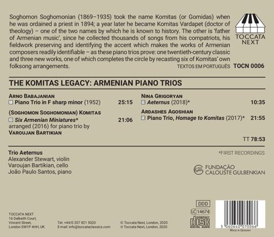 Komitas Legacy. Armenian Piano Trios - CD Audio di Trio Aeternus - 2