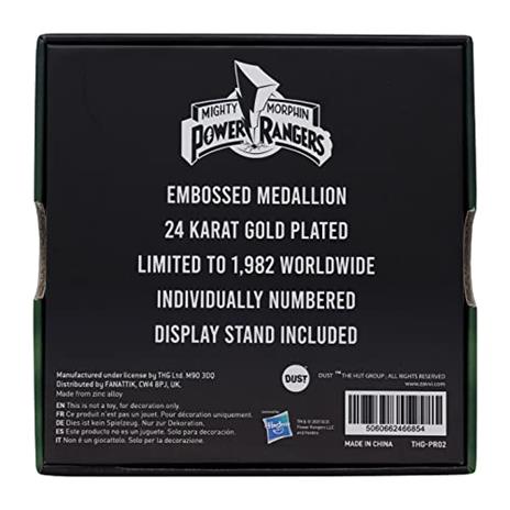 POWER RANGERS - Médaillon métal plaqué or collector ''9x12.5x2.5cm'' - 4