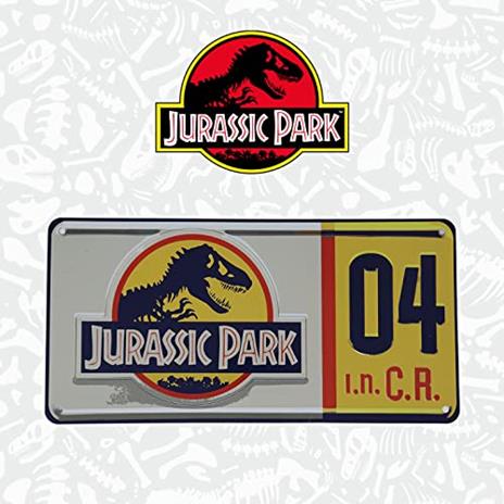JURASSIC PARK - Réplique plaque minéralogique ''9.1x2.5x12.5cm''