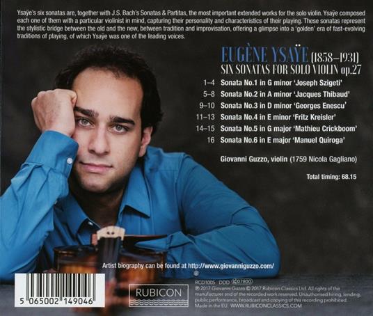 Sei sonate per violino solo - CD Audio di Eugene-Auguste Ysaye,Giovanni Guzzo - 2