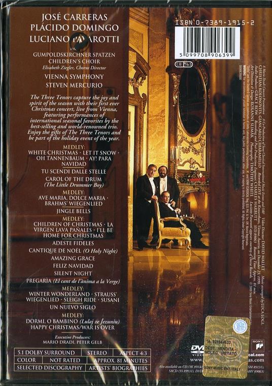 The Three Tenors Christmas (DVD) - DVD di Placido Domingo,Luciano Pavarotti,José Carreras - 2