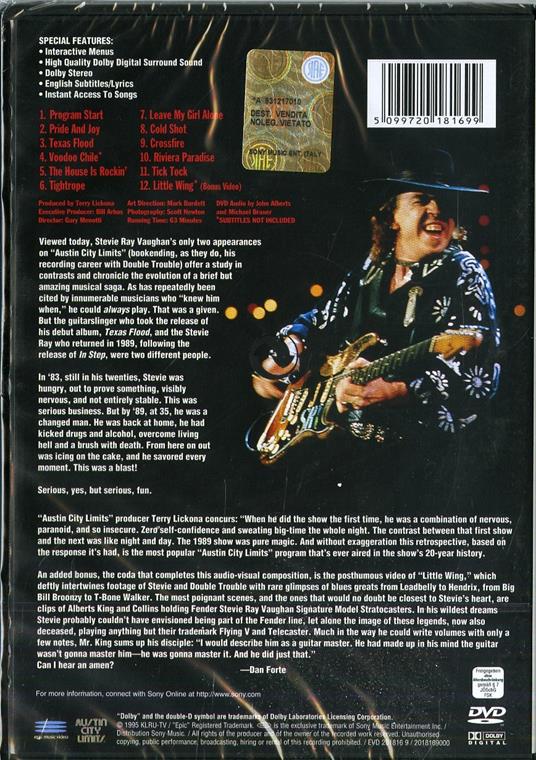 Stevie Ray Vaughan and Double Trouble. Live from Austin, Texas (DVD) - DVD di Stevie Ray Vaughan,Double Trouble - 2