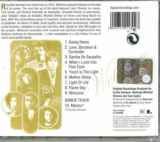 Welcome (Remastered) - CD Audio di Santana - 2