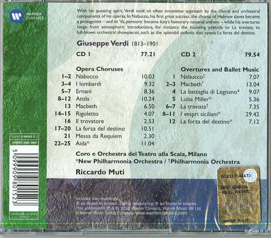 Cori d'opera - Ouvertures e musica da balletto - CD Audio di Giuseppe Verdi,Riccardo Muti - 2