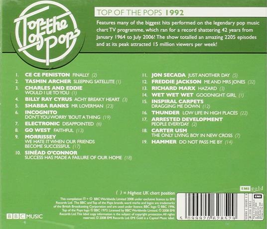 Top Of The Pops 1992 - CD Audio - 2