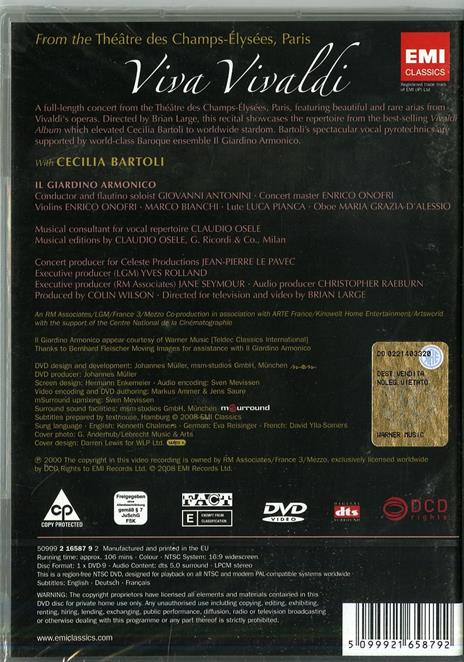 Cecilia Bartoli. Viva Vivaldi (DVD) - DVD di Cecilia Bartoli,Antonio Vivaldi,Giovanni Antonini - 2
