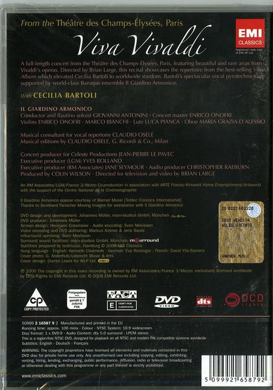 Cecilia Bartoli. Viva Vivaldi (DVD) - DVD di Cecilia Bartoli,Antonio Vivaldi,Giovanni Antonini - 2