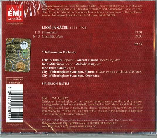 Messa Glagolitica - Sinfonietta - CD Audio di Leos Janacek,Simon Rattle,City of Birmingham Symphony Orchestra - 2