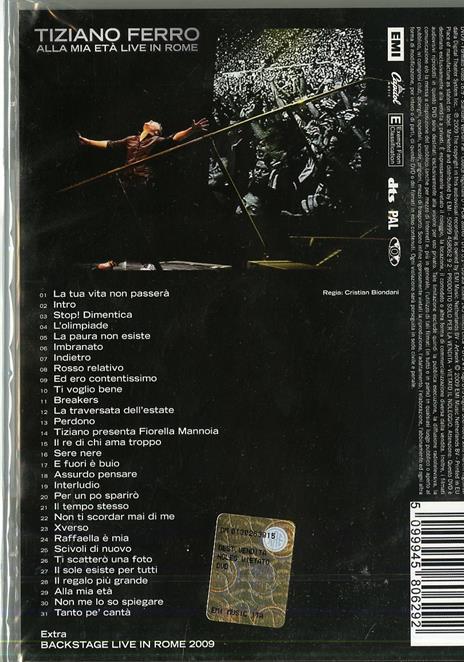 Tiziano Ferro. Alla mia età. Live in Rome (DVD) - DVD di Tiziano Ferro - 2
