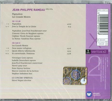 Pigmalion - Les grandes motets (Serie Veritas) - CD Audio di Jean-Philippe Rameau,Veronique Gens,Sandrine Piau,Jean-Paul Fouchécourt,Peter Harvey,Isabelle Desrochers,Hervé Niquet,Concert Spirituel - 2