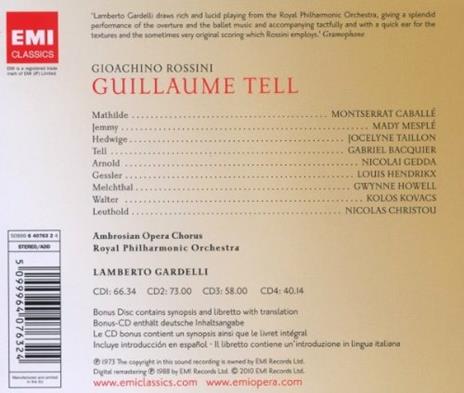 Guillaume Tell - CD Audio di Montserrat Caballé,Nicolai Gedda,Gabriel Bacquier,Gioachino Rossini,Lamberto Gardelli - 2