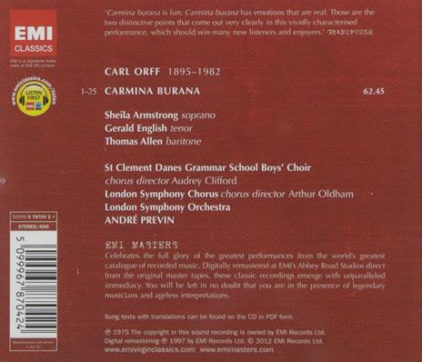 Carmina Burana - CD Audio di Carl Orff,André Previn - 2