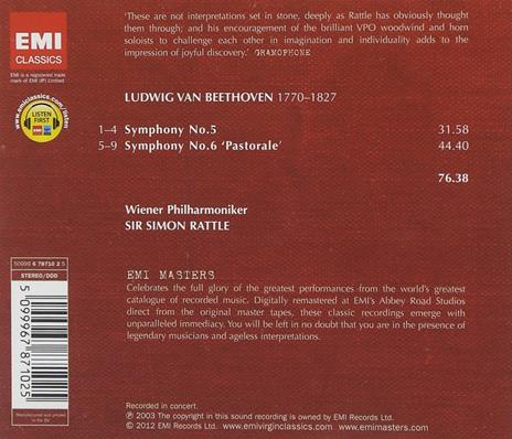 Sinfonie n.5, n.6 - CD Audio di Ludwig van Beethoven,Simon Rattle,Wiener Philharmoniker - 2