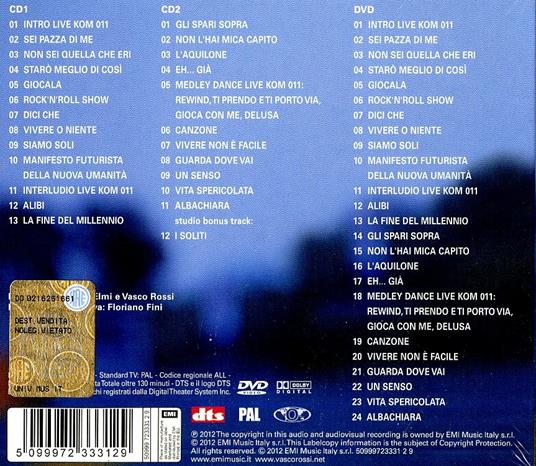 Live Kom 011. The Complete Edition - CD Audio + DVD di Vasco Rossi - 2