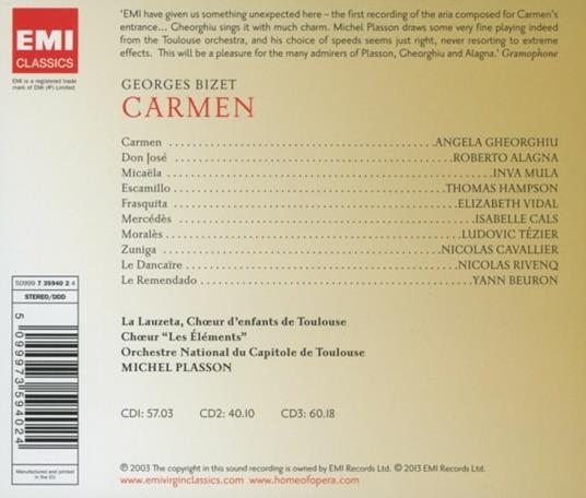 Carmen - CD Audio di Georges Bizet,Angela Gheorghiu,Roberto Alagna,Michel Plasson,Orchestre du Capitole de Toulouse - 2