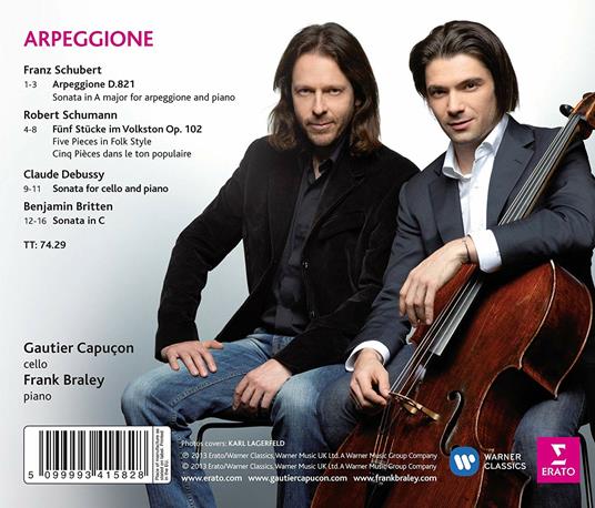 Sonata Arpeggione - CD Audio di Benjamin Britten,Claude Debussy,Franz Schubert,Robert Schumann,Renaud Capuçon,Gautier Capuçon,Frank Braley - 2