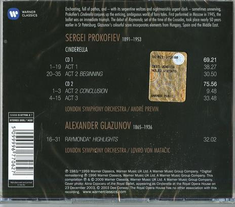 Cenerentola / Raymonda (Selezione) - CD Audio di Sergei Prokofiev,Alexander Glazunov,André Previn - 2