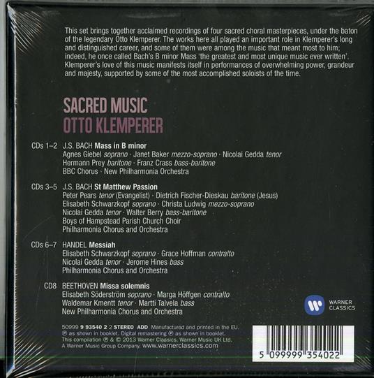 Musica sacra - CD Audio di Otto Klemperer - 2