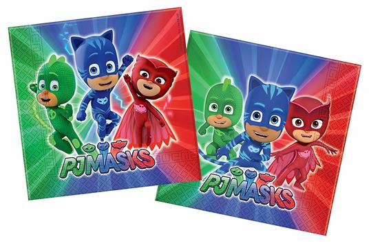 Pj Masks. 20 Tovaglioli Carta Doppio Velo 33 X 33 Cm.