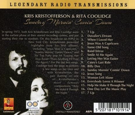 Sunday Mornin' Comin' Down - CD Audio di Rita Coolidge,Kris Kristofferson - 2