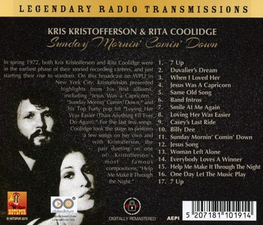 Sunday Mornin' Comin' Down - CD Audio di Rita Coolidge,Kris Kristofferson - 2