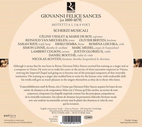 O Dulcis Amor Jesu. Mottetti a una, tre e quattro voci - CD Audio di Scherzi Musicali,Nicolas Achten,Giovanni Felice Sances - 2