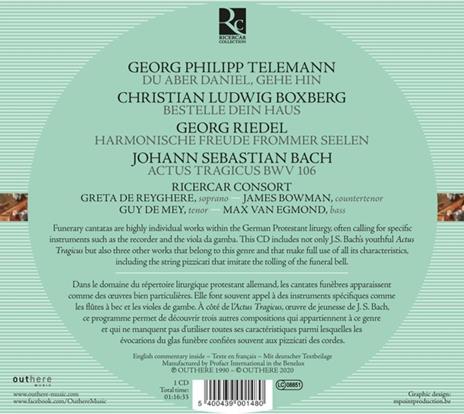 Cantate funebri - CD Audio di Johann Sebastian Bach,Georg Philipp Telemann,Ricercar Consort - 2