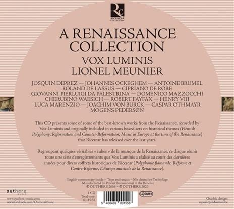 A Renaissance Collection - CD Audio di Vox Luminis,Lionel Meunier - 2