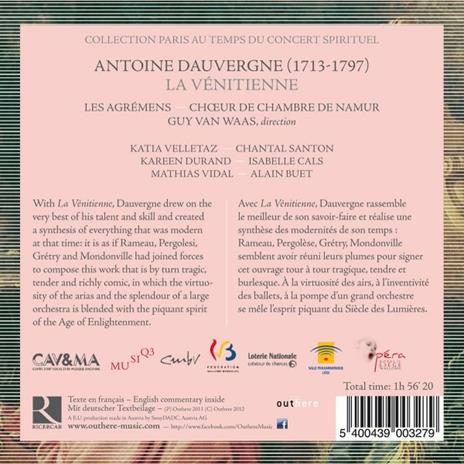 La Vénitienne - CD Audio di Antoine Dauvergne - 2