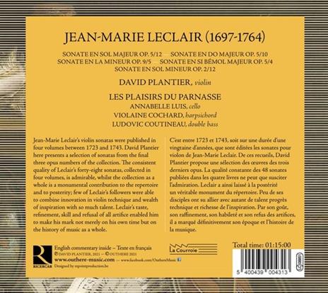 Violin Sonatas - CD Audio di Jean-Marie Leclair,Les Plaisirs du Parnasse - 2