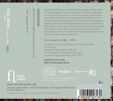 Sonate per violoncello - Sonate per violoncelle e pianoforte - CD Audio di Paul Hindemith - 2