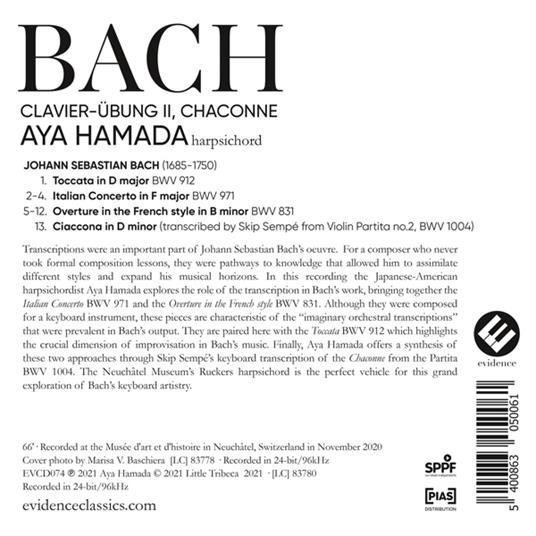 Aya Hamada - Bach Clavier-Ubung Ii Chaconne - CD Audio - 2