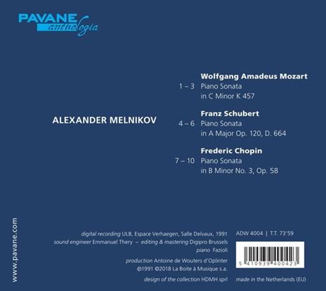 Three Sonatas - CD Audio di Frederic Chopin,Wolfgang Amadeus Mozart,Franz Schubert,Alexander Melnikov - 2
