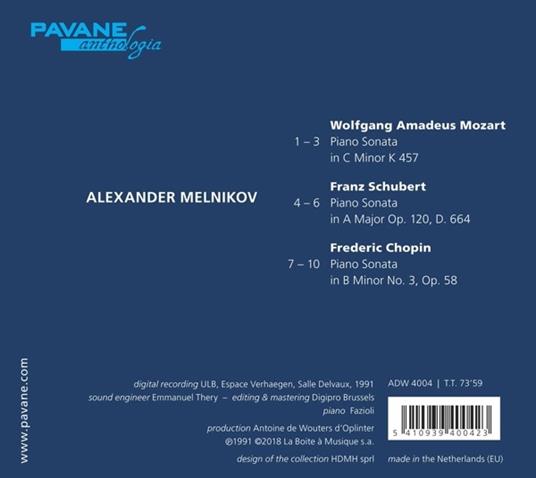 Three Sonatas - CD Audio di Frederic Chopin,Wolfgang Amadeus Mozart,Franz Schubert,Alexander Melnikov - 2