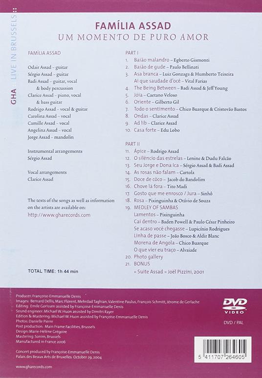 Un Momento De Puro Amor (DVD) - DVD di Sergio and Odair Assad - 2