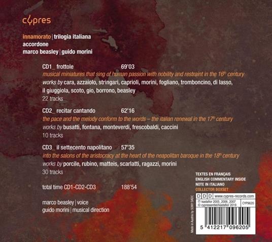 Innamorato. Trilogia Italiana - CD Audio di Marco Beasley,Accordone - 2