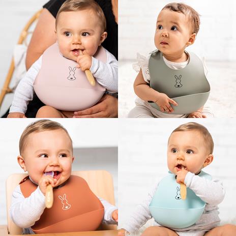 Nattou 877046 - Bavaglino con Tasca in Silicone, rosa - 2